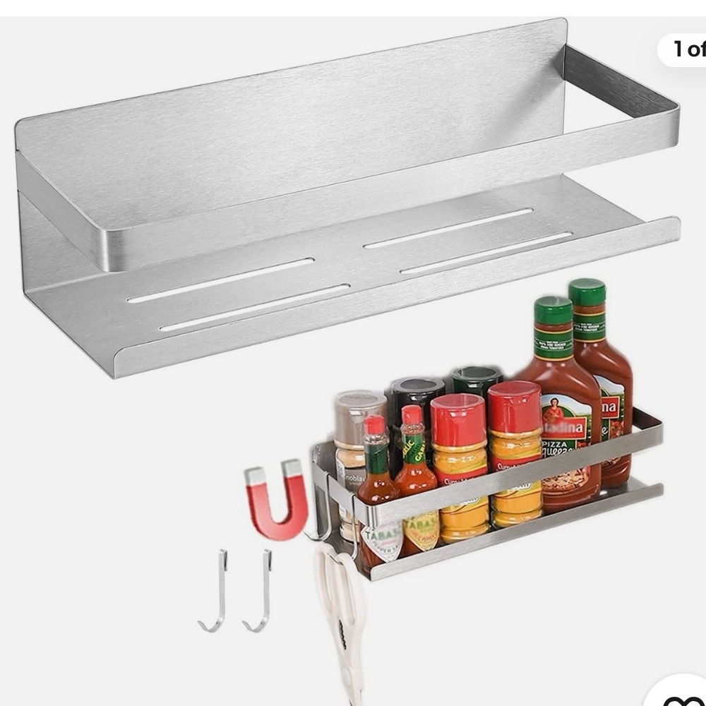 Stainless Steel Magnetic Spice Rack/ Shelf Organizer, Damaged Corner
